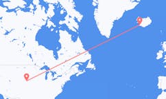 Fly fra byen Nord Platte til byen Reykjavik
