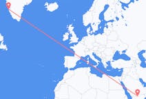 Flyreiser fra Sharurah, Saudi-Arabia til Nuuk, Grønland