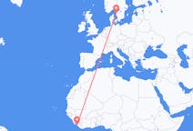 Flyreiser fra Monrovia, Liberia til Göteborg, Sverige