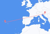 Fly fra Horta, Azores til Zagreb