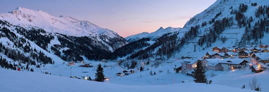 Photo of aerial view of Obertauern mountain village in winter season, Austria.
