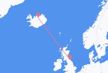 Flyreiser fra Akureyri, Island til Newcastle upon Tyne, England