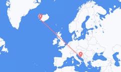 航班从冰岛雷克雅维克市到布拉奇岛市，克罗地亚塞尔