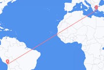 Flyreiser fra Tacna, Peru til Mykonos, Hellas