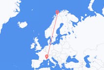 Flug frá Bardufoss, Noregi til Nice, Frakklandi