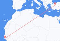 Flug frá Ziguinchor, Senegal til Eskişehir, Tyrklandi