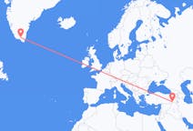 그린란드 나르사르수아크에서 출발해 터키 시르나크에게(으)로 가는 항공편