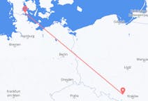 Flyg från Sønderborg, Danmark till Katowice, Polen