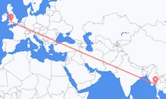 从毛淡棉飞往加迪夫的航班