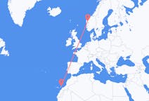 Vluchten van Sandane, Noorwegen naar Lanzarote, Spanje