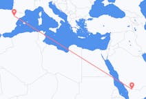 Flyreiser fra Najran, Saudi-Arabia til Zaragoza, Spania