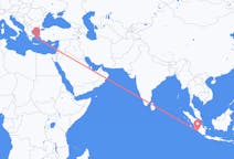インドネシアのから ブンクル、ギリシャのへ ミコノス島フライト