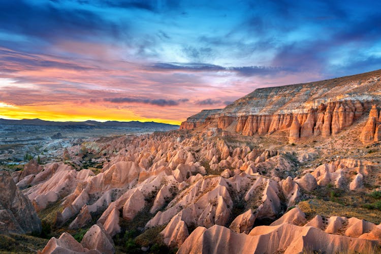 Photo of beautiful mountains and Red valley at sunset, Nevsehir.