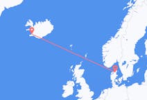 Flights from Reykjavik in Iceland to Aalborg in Denmark