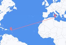 Flyreiser fra Saint Kitts, Saint Kitts og Nevis til Pantelleria, Italia