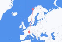 Voos de Bodø, Noruega para Turim, Itália