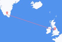 Vluchten van Manchester, Engeland naar Narsarsuaq, Groenland