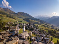 photo of aerial view of Ayas is a commune in the Aosta Valley region of northwestern Italy.