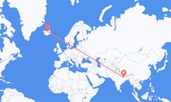 航班从印度加雅市到阿克雷里市，冰岛塞尔