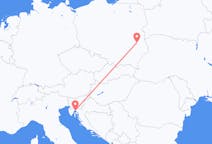 Flyg från Rijeka, Kroatien till Lublin, Polen