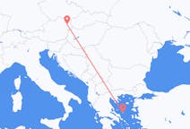 Vluchten van Skyros, Griekenland naar Wenen, Oostenrijk