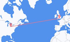 来自美国出发地 克利夫蘭前往英格兰的南安普敦的航班