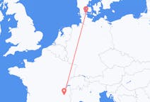 Vluchten van Sønderborg, Denemarken naar Grenoble, Frankrijk