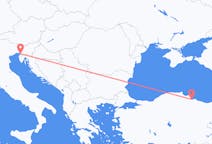 出发地 意大利的里雅斯特目的地 土耳其三生的航班