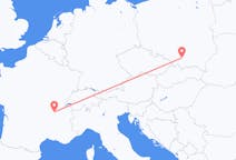 Flights from Kraków in Poland to Lyon in France