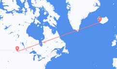 航班从美国威利斯顿市到雷克雅维克市，冰岛塞尔