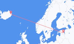 Fly fra byen Tartu til byen Egilsstaðir
