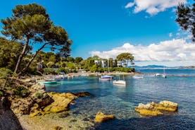 photo of harbor and town of Golfe-Juan Vallauris, commune of the Alpes-Maritimes department, which belongs in turn to the Provence-Alpes-Cote of Azur region of France.