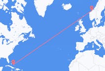 Flyreiser fra George Town, Bahamas til Kristiansund, Norge