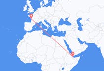 Flyg från Balbala, Djibouti till La Rochelle, Frankrike
