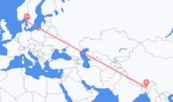 Lennot Shillongista, Intia Göteborgiin, Ruotsi