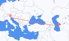 Loty z Turkmenbaszy, Turkmenistan do Wenecji, Włochy