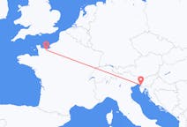 Flug frá Caen, Frakklandi til Trieste, Ítalíu