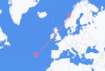 Vols depuis la ville de Ponta Delgada vers la ville de Trondheim