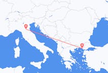 イタリアのボローニャからから、ギリシャのアレクサンドルポリまでのフライト