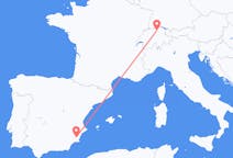 Vluchten van Murcia, Spanje naar Zürich, Zwitserland