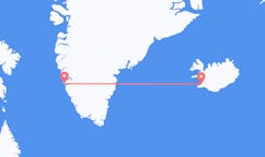 Vluchten van Nuuk, Groenland naar Reykjavík, IJsland