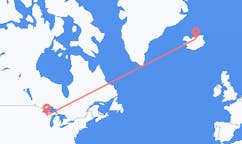Flights from the city of Rhinelander, the United States to the city of Akureyri, Iceland