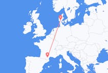 Vluchten van Carcassonne, Frankrijk naar Billund, Denemarken