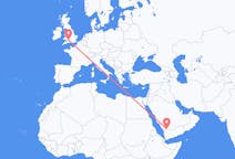 Flyreiser fra Najran, Saudi-Arabia til Bristol, England