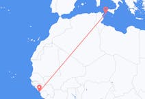 기니 코나크리에서 출발해 이탈리아 판텔레리아에게(으)로 가는 항공편