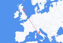 Flyreiser fra Newcastle upon Tyne, England til Roma, Italia