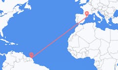 Flyreiser fra Cayenne, Frankrike til Barcelona, Spania