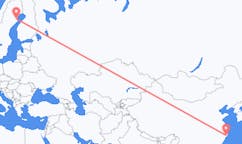 出发地 中国泰州市目的地 瑞典斯凯莱夫特奥的航班