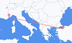 Vols depuis la ville de Bursa vers la ville de Nice