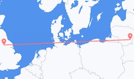 Flyg från England till Litauen